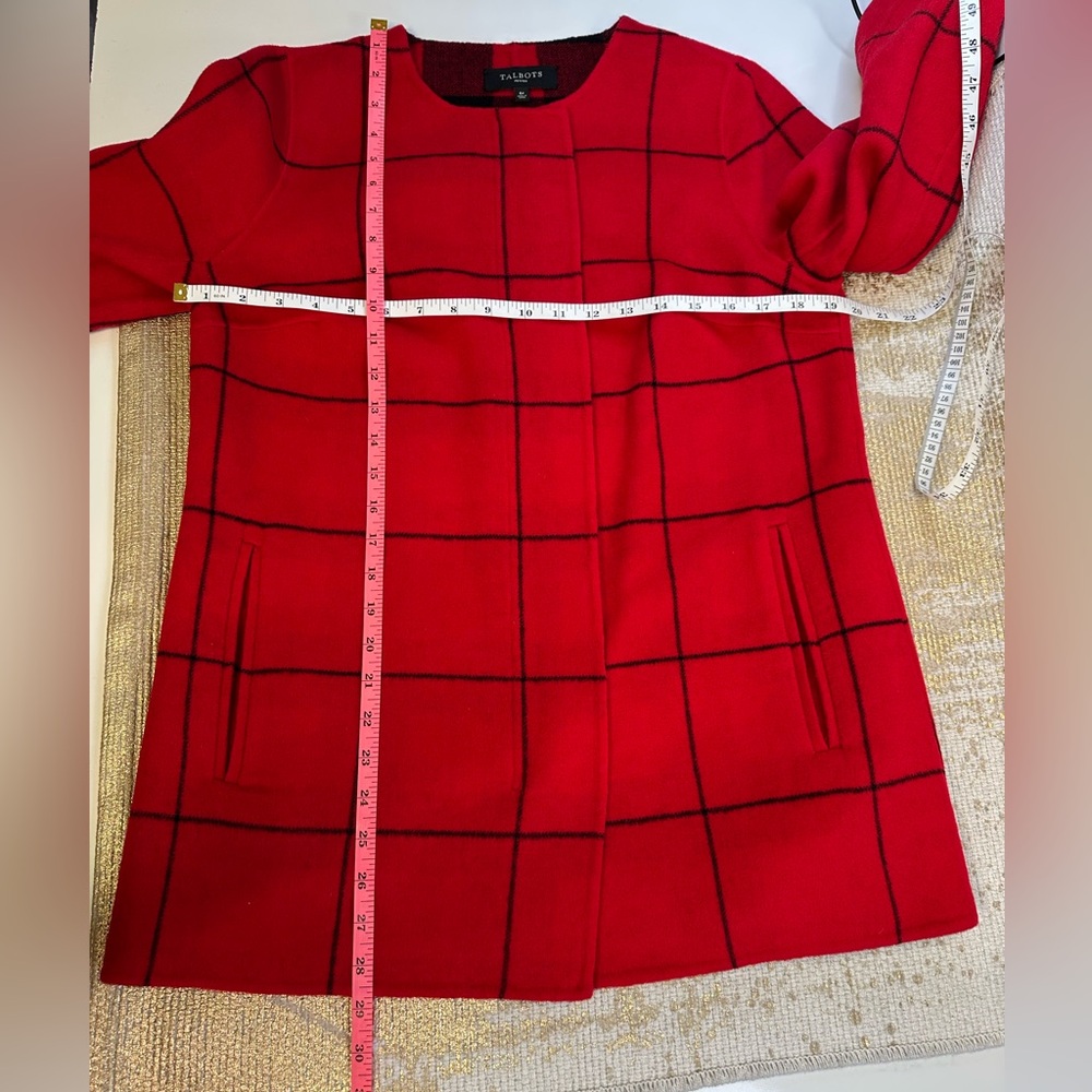 TALBOTS Petites Red & Black Wool Zip Front Jacket | Size 6P - Picture 12 of 12